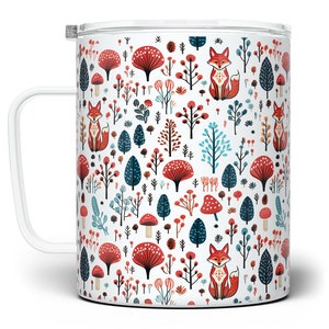 Woodland Fox Insulated Travel Mug: Cottagecore Forest Design