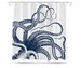 Octopus Shower Curtain, Nautical Shower Curtain, Octopus Bathroom Decor, Shower Curtain Navy, Bathroom Decor, Octopus Bathroom 