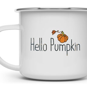 Hello Pumpkin Cozy Autumn Campfire Coffee Mug, Fall Season Lover Outdoor Camping Cup, Thanksgiving Pumpkin Spice Sweater Weather Gifts