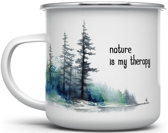 Nature Lover Mug, Campfire Coffee Mug, Camping Mug, Nature is My Therapy Outdoor Mug, Hiking Mug, Wildlife Mug, Explore Travel Mug