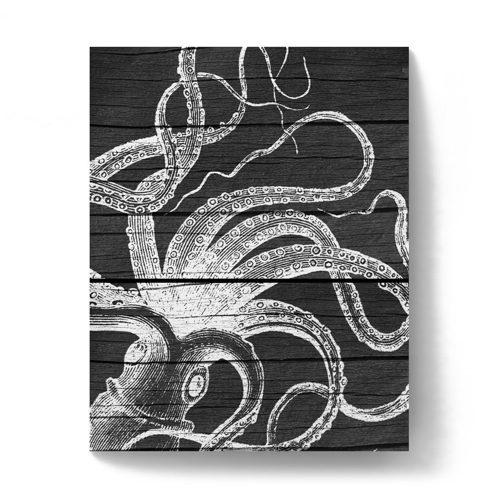 Nautical Octopus Wall Art Print Nautical Bathroom Octopus Etsy Australia