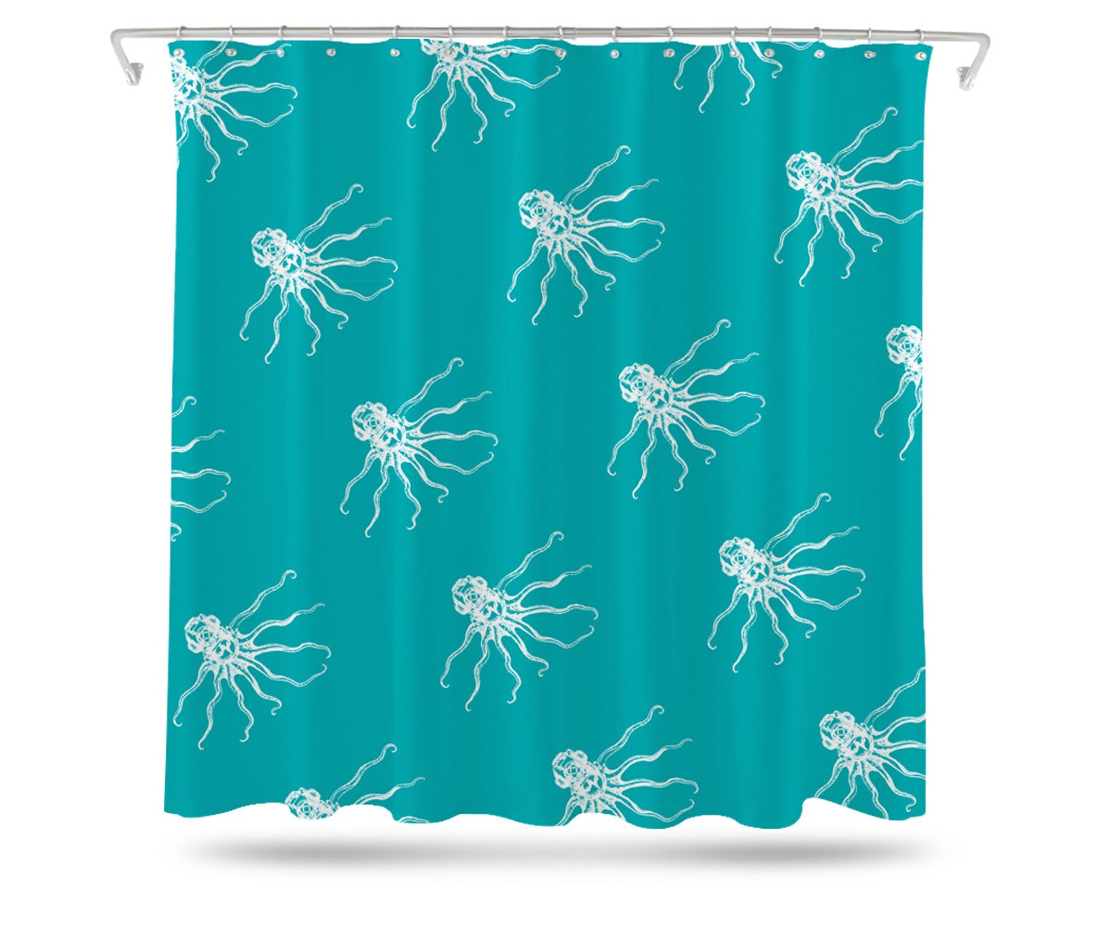 Octopus Shower Curtain Nautical Shower Curtain Octopus Etsy