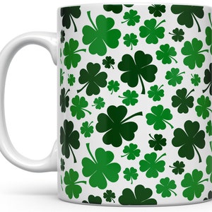 Taza de café Shamrock, taza del día de San Patricio, copa irlandesa, taza de trébol verde, regalos irlandeses, taza de trébol de cuatro hojas, taza de trébol de la suerte 11 Onzas líquidas