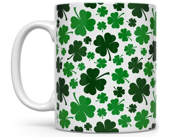 Shamrock Coffee Mug, St Patrick's Day Mug, Irish Cup, Green Clover Mug, Irish Gifts, Four Leaf Clover Mug, Lucky Clover Mug