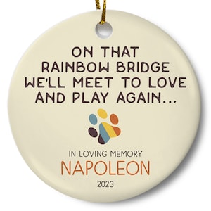 Personalized Pet Memorial Ornament, Pet Loss Gift, Rainbow Bridge Ornament, Cat Remembrance Gift, Dog Remembrance Gift image 1