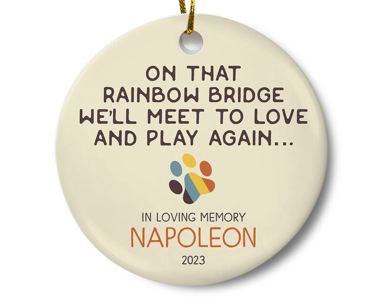 Personalized Pet Memorial Ornament, Pet Loss Gift, Rainbow Bridge Ornament, Cat Remembrance Gift, Dog Remembrance Gift image 1