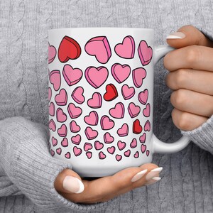 Valentine Hearts Coffee Mug, Cute Valentine's Day Cup, Love Mug, Candy Hearts Mug, Pink Hearts Mug, Galentine Gifts image 5