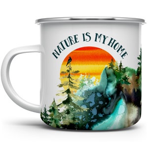 Nature Is My Home Campfire Mug: Outdoor Adventure Gift