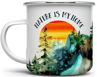 Nature Is My Home Campfire Mug: Outdoor Adventure Gift
