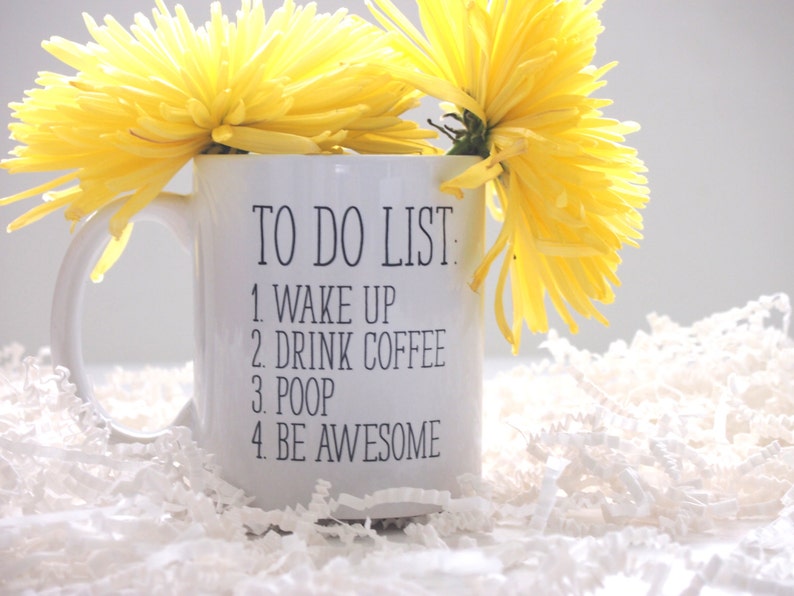 Funny Coffee Mug, Unique Coffee Mug, Funny Mug, Quote Mug, Inspirational Mug, Motivational Mug, Fun Mugs, Funny Gift, To Do List Poop Mug image 3