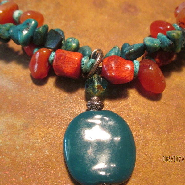 Turquoise and  Coral necklace