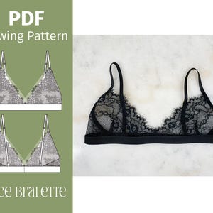 Lace Triangle Bra PDF Sewing pattern - Lingerie sewing patterns - Allison Bralette - Digital Download