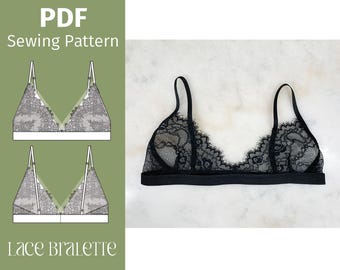 レーストライアングルブラのPDF型紙 - ランジェリー型紙 - アリソンブラレット - デジタルダウンロード