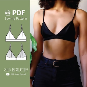 Seiden Bralette - PDF Nähanleitung - Dreieck BH - Digitaler download