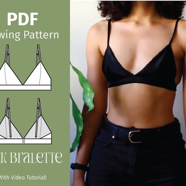 Bralette en soie - Patron de couture PDF - Soutien-gorge triangle - Téléchargement numérique