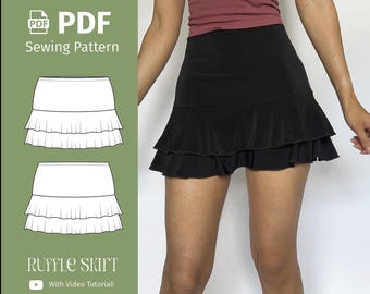 Layered Ruffle Skirt PDF Sewing Pattern – Beginner Friendly (Digital Download)