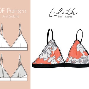 Amy Bralette PDF Sewing pattern - Lingerie sewing patterns - basic triangle bra