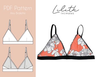 Amy Bralette PDF Sewing pattern - Lingerie sewing patterns - basic triangle bra