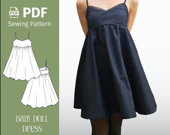 Robe nuisette - Patron de couture PDF - Taille empire, sans fermeture éclair - Téléchargement numérique