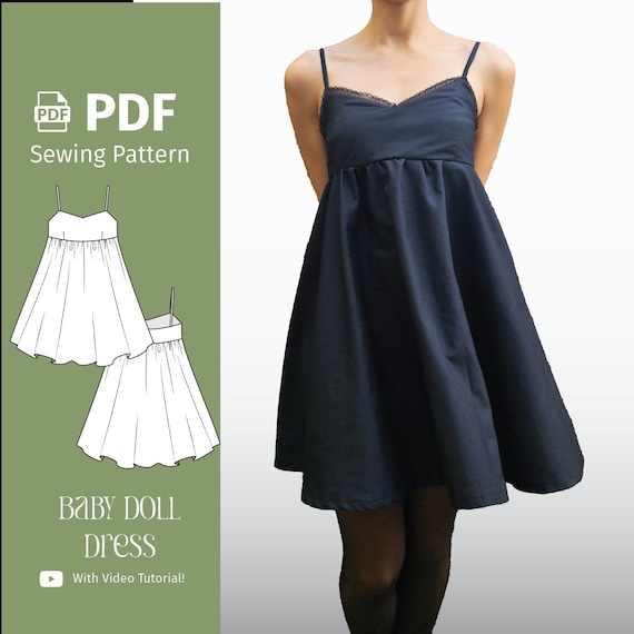 Babydoll Dress - PDF Sewing Pattern - Empire Waist, No Zipper - Digital  Download