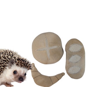 Panes de panadería, Croissant, Baguette, masa fermentada, erizo relleno de menta, juguete, jaula de Animal PEQUEÑO, jaula de amigos, foto de decoración Prop