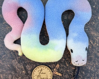 Ball Python Pastel Watercolor Snake - A Plushie Stuffed Animal Friend Snake Plush Photo Prop Cosplay Furry Friend
