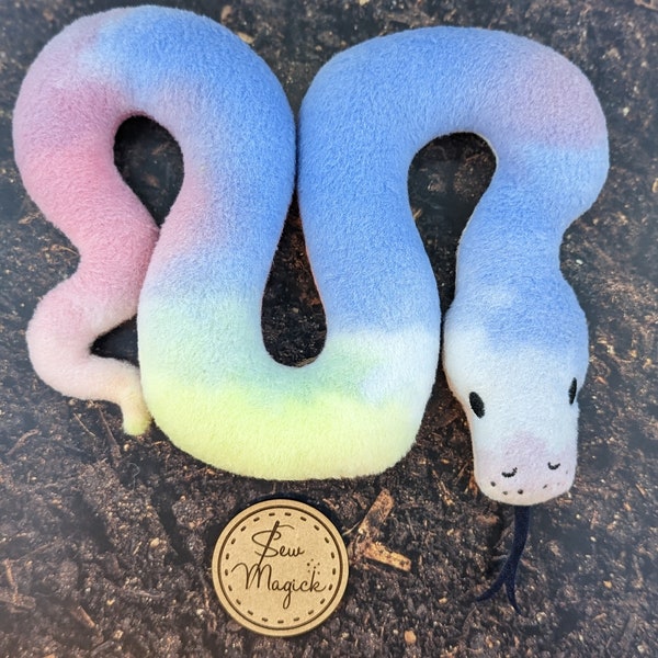 Ball Python Pastel Watercolor Snake - A Plushie Stuffed Animal Friend Snake Plush Photo Prop Cosplay Furry Friend