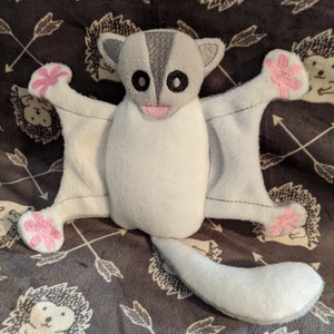Sugar Glider Plush Stuffed Animal Friend - Light Gray Medium