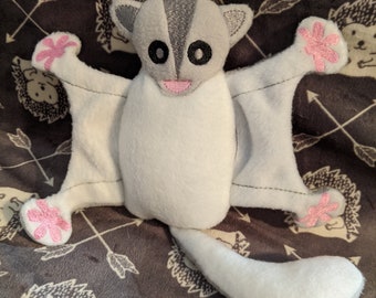 Sugar Glider Plush Stuffed Animal Friend - Light Gray Medium
