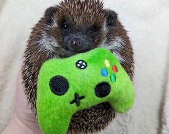 Juguete de erizo de peluche de menta con control de videojuegos, jaula para enriquecer la decoración de fotos