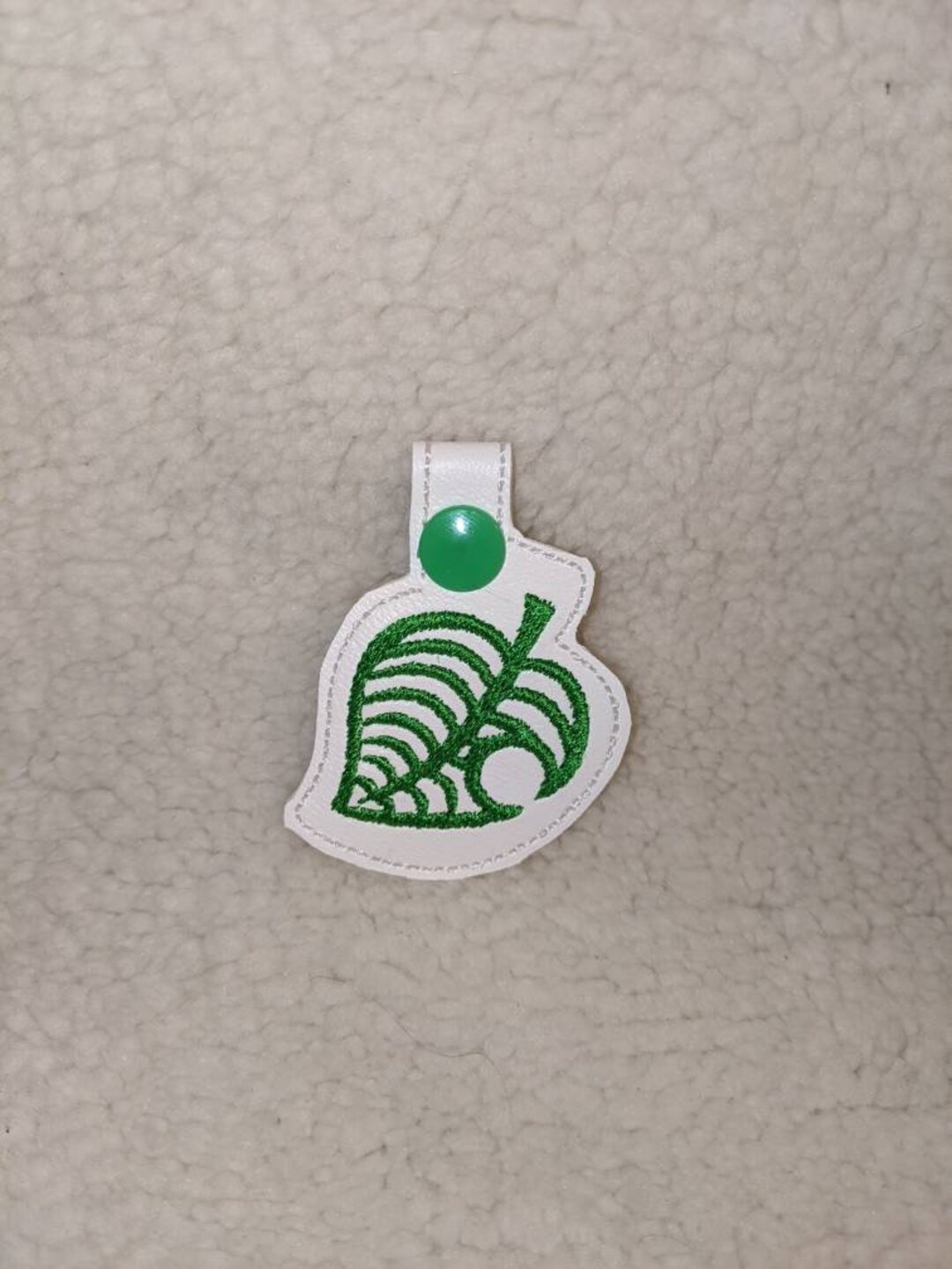 Nook Key Chain Striped Nook Leaf Animal Crossing Key Chain, Embroidered Charm for ...
