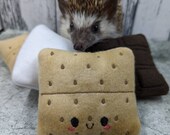 Campfire S'mores Set Graham Cracker Marshmallow Chocolate Bar Fleece Mint Stuffed Hedgehog Toy Small Animal Cage Buddy Photo Prop
