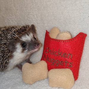Chicken Nugget Set of Four Mint Stuffed Hedgehog Toy Cage Buddy