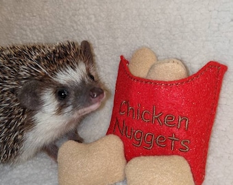 Chicken Nugget Set of Four Mint Stuffed Hedgehog Toy Cage Buddy