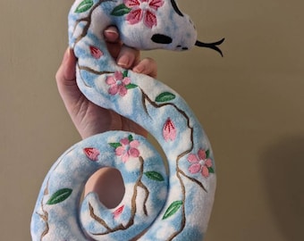 Sakura Cherry Blossom Snake - A Plushie Stuffed Animal Friend Snake Plush Photo Prop Cosplay Furry Friend Springtime