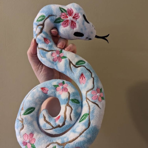 Sakura Cherry Blossom Snake - A Plushie Stuffed Animal Friend Snake Plush Photo Prop Cosplay Furry Friend Springtime