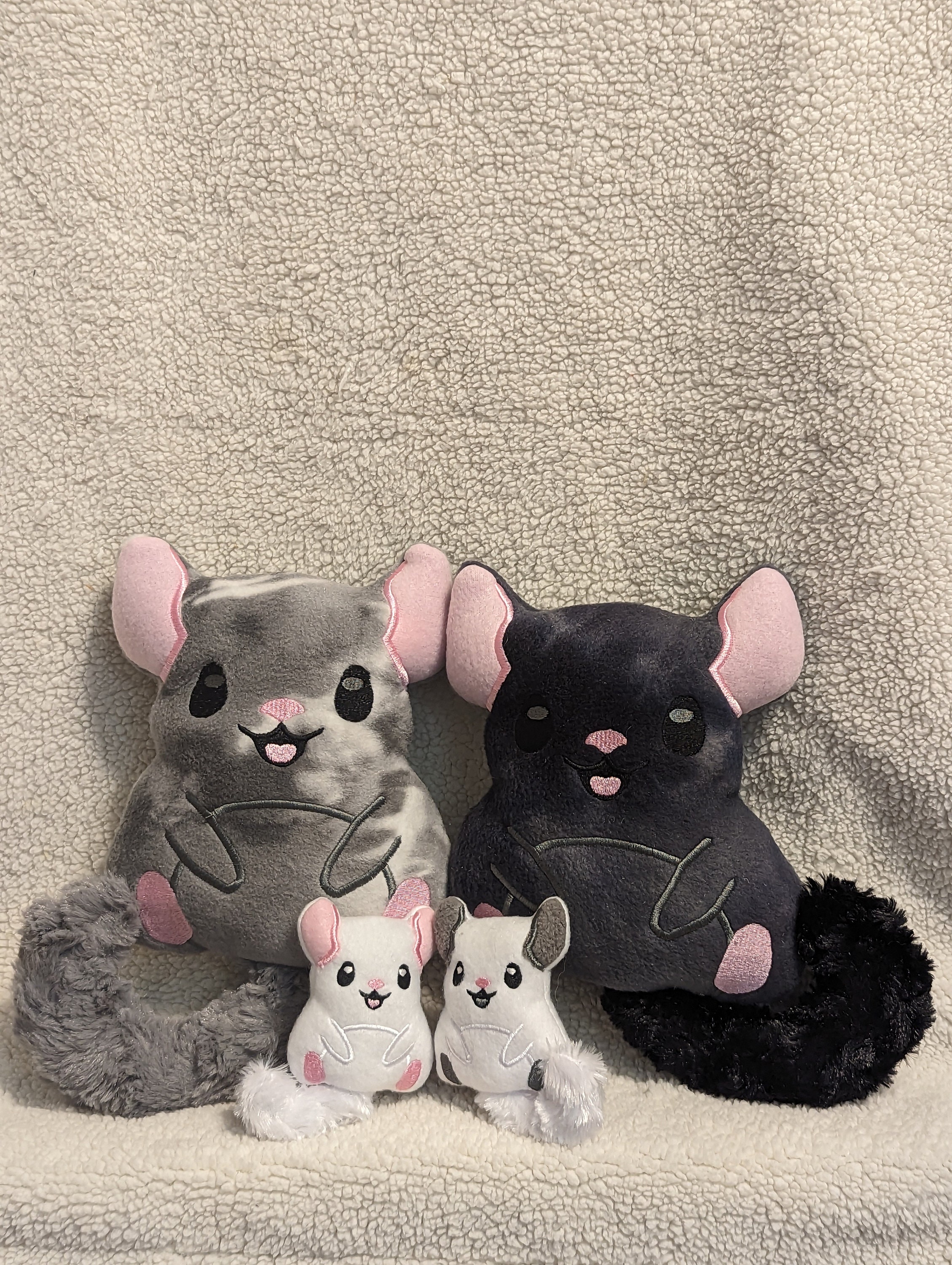 Chinchilla Mosaic Black Velvet Plushy Stuffed Animal Friend Etsy UK