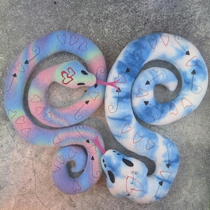 Lovestruck Hearts a Plenty Snake - A Plushie Stuffed Animal Friend Snake Plush Photo Prop Cosplay Furry Friend Springtime