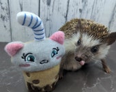 Kitty Bubble Tea Boba Mint Stuffed Hedgehog Toy Small Animal Cage Buddy Cage Clutter Decor Enrichment Photo Prop