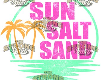 Sonne Salz Sand Kreis Palm Beach Distressed 300dpi PNG Digitaldruck