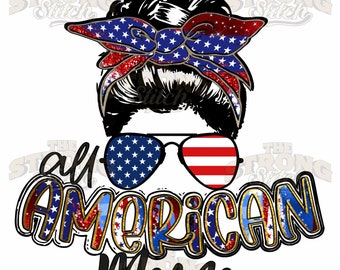 Alle amerikanischen Mama Sonnenbrillen Rot Weiß Blau 300dpi PNG Digital Art