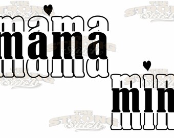 Mama Mini Heart Combo 300dpi PNG Digitaldruck