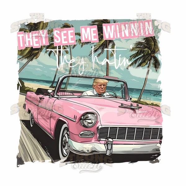 Trump They See Me Winning President Pink 300dpi PNG Digitial Print