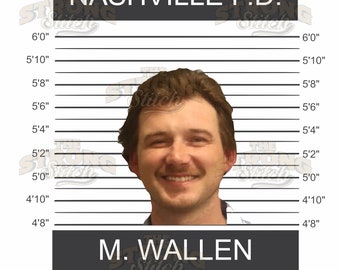 Morgan Wallen Kurze Haare Mugshot Nasville PD 300DPI Digital Druck PNG