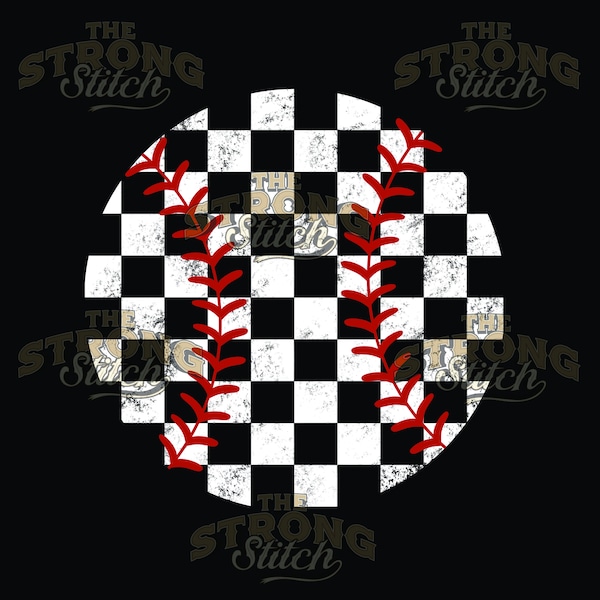 Checkered Baseball Distressed 300dpi PNG Digital Print