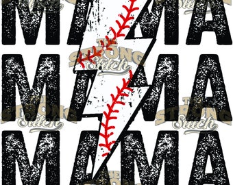 Baseball Mama - Rayo angustiado, impresión digital PNG de 300 ppp