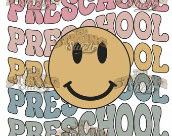 Preschool Smiley Colorful Bubble Text 300dpi PNG Digital Print