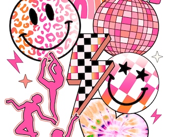 Tanz Retro Disco Ball Blitz rosa 300dpi PNG Digitaldruck