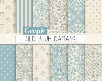 Blue linen digital paper: BLUE & TEAL LINEN with | Etsy