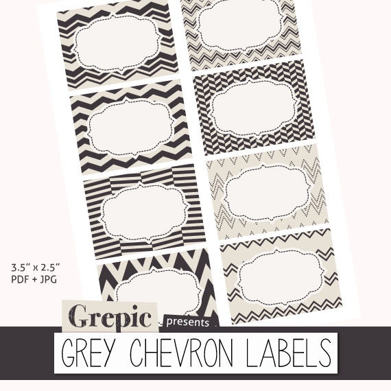 items similar to printable labels grey chevron labels with printable